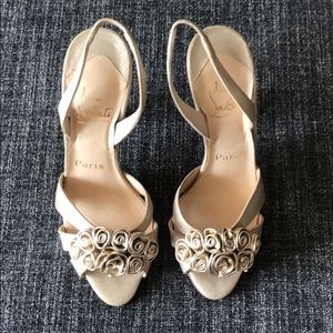 New Christian Louboutin high heel gold sandals